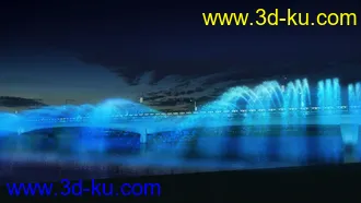 大桥 桥 立交桥  场景 模型下载 max  彩色 喷泉的图片