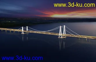 大桥 桥 场景 模型下载  max 城市 蓝天  夜景的图片