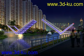 大桥 桥 场景 模型下载  max 城市 蓝天  夜景的图片