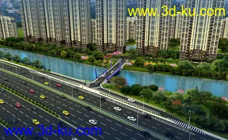 大桥 桥 场景 模型下载  max 城市 蓝天  夜景的图片