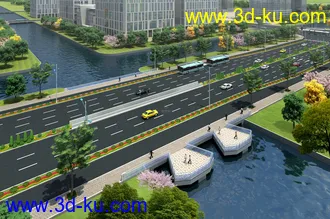 大桥 桥 场景 模型下载  max 城市 大街的图片