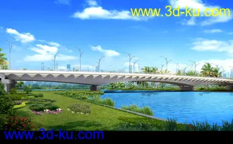 大桥 桥 场景 模型下载  max  蓝天 日景的图片