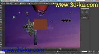 3D打印模型唯美的ending镜头  热气球  摩天轮  鲸鱼  飞船  浮游岛的图片