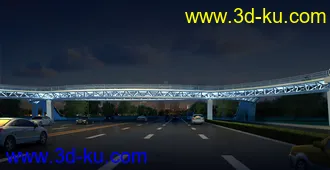 场景 模型下载  max  天桥，夜景，白天的图片