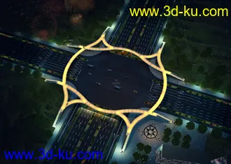 场景 模型下载  max  天桥，夜景，白天的图片