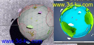 3D打印模型低面 地球 lowpoly earth的图片