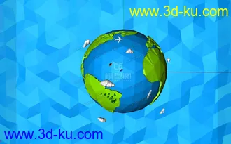 3D打印模型低面 地球 lowpoly earth的图片