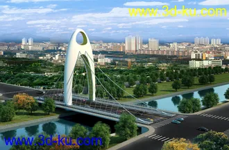 场景 模型下载  max  斜拉桥 创意桥设计的图片