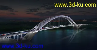 场景 模型下载  max  斜拉桥 创意桥设计 白天 夜景的图片