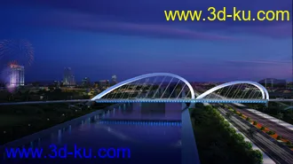 场景 模型下载  max  创意桥设计 白天 夜景的图片