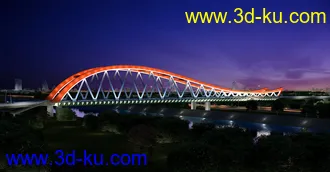 场景 模型下载  max  创意桥设计 白天 夜景的图片