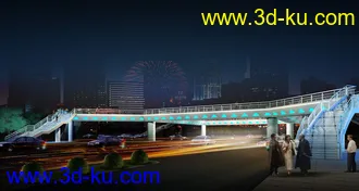 天桥 场景 模型下载  max  创意桥设计 白天 夜景的图片