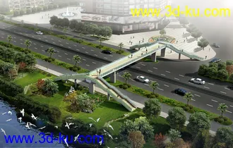 天桥 场景 模型下载  max  创意桥设计 白天 夜景的图片