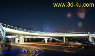 天桥 场景 模型下载  max  创意桥设计 白天 夜景的图片