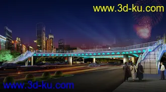 天桥 场景 模型下载  max  创意桥设计 白天 夜景的图片