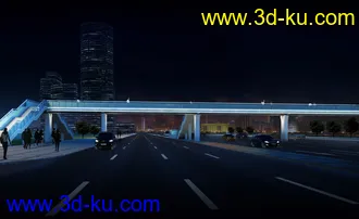 天桥 场景 模型下载  max  创意桥设计 白天 蓝天 河的图片