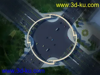 天桥 场景 模型下载  max  创意桥设计 白天 蓝天 河的图片