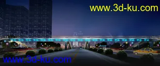 天桥 场景 模型下载  max  创意桥设计 白天 蓝天 河的图片