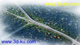 公路 场景 模型下载  max  创意桥设计 白天 蓝天 河的图片