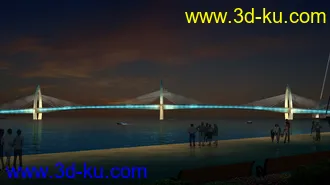 公路 场景 模型下载  max  创意桥设计 白天 蓝天 河的图片