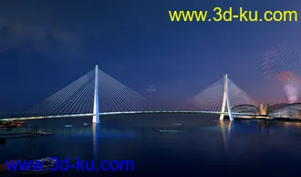 公路 场景 模型下载  max  创意桥设计 白天 蓝天 河的图片