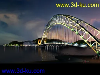 公路 场景 模型下载  max  创意桥设计 白天 蓝天 河的图片