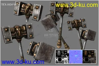 3D打印模型羊头铜锤的图片