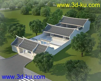 3D打印模型祠堂中式古建东方古建寺庙的图片