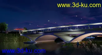 公路 场景 模型下载  max  创意桥设计 白天 蓝天 河的图片