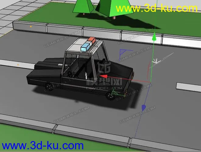 低面警车 lowpoly police car模型的图片1