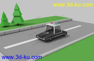 3D打印模型低面警车 lowpoly police car的图片