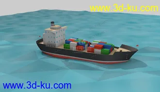 3D打印模型低面货轮  lowpoly cargo的图片