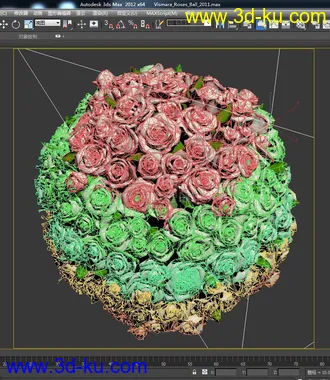 3D打印模型白色玫瑰花球~的图片