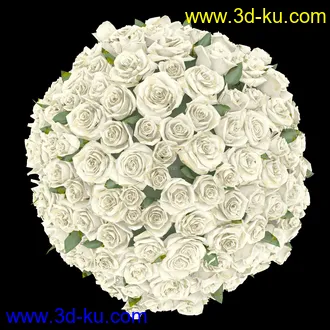 3D打印模型白色玫瑰花球~的图片