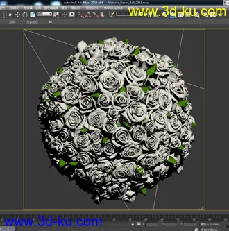 3D打印模型白色玫瑰花球~的图片