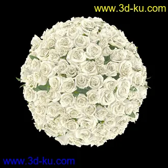 3D打印模型白色玫瑰花球~的图片