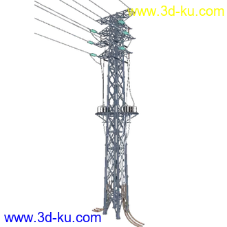 3D打印模型双回电缆终端钢管塔的图片