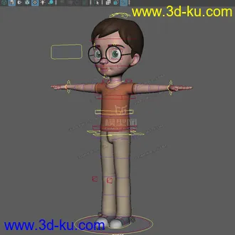 3D打印模型免费-卡通Q版本男孩-带绑定 控制的图片