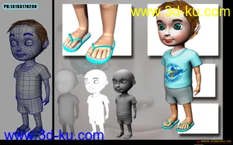 3D打印模型原创卡通角色，小男孩一个，带图的图片