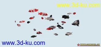 3D打印模型一群鱼  游动加动画加贴图的图片