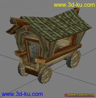 3D打印模型古代房车 房子车 可以动的房子的图片