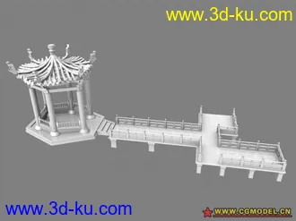 3D打印模型亭子小桥的图片