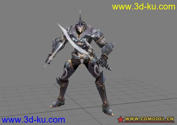双手剑龙战士 全身帅气盔甲 带一套攻击动作模型的图片1
