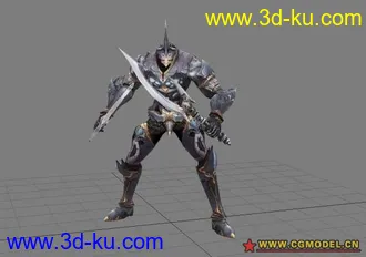 3D打印模型双手剑龙战士 全身帅气盔甲 带一套攻击动作的图片
