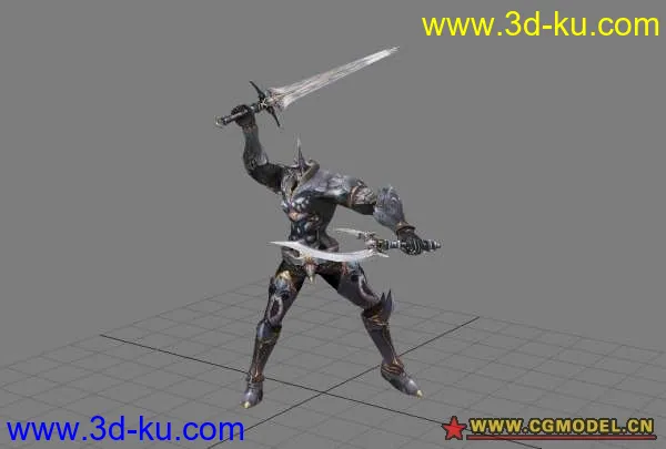 双手剑龙战士 全身帅气盔甲 带一套攻击动作模型的图片2
