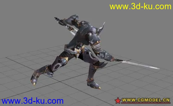 双手剑龙战士 全身帅气盔甲 带一套攻击动作模型的图片3