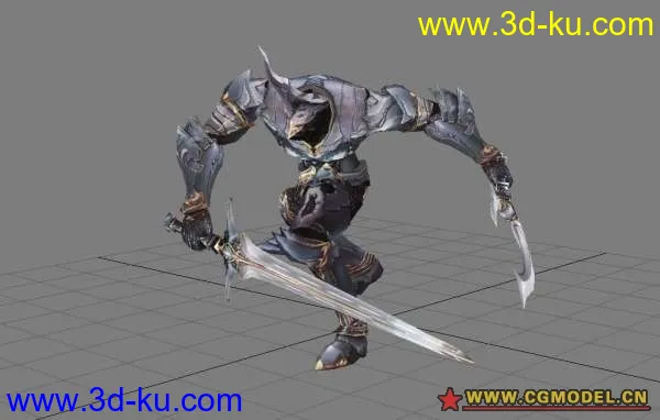 双手剑龙战士 全身帅气盔甲 带一套攻击动作模型的图片4