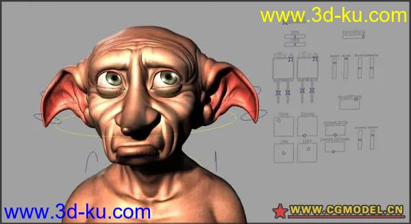 Dobby Maya模型 面部绑定的图片1