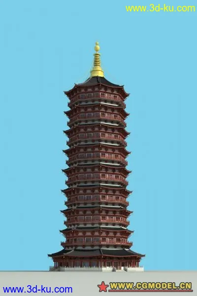 古代建筑物之九层塔模型的图片1