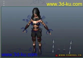 3D打印模型绑定好的女战士贴图材质都有的图片